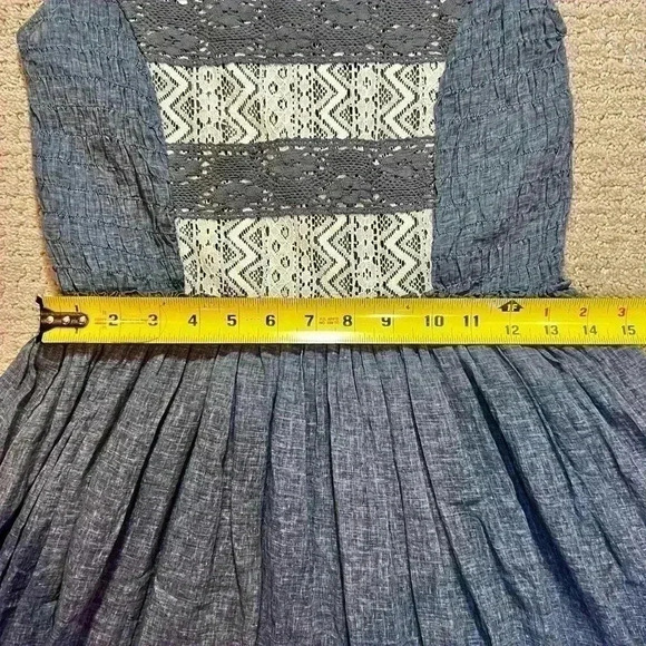 Anthropology Ryu chambray and lace sleeveless dress women’s size small lined - Picture 4 of 11
